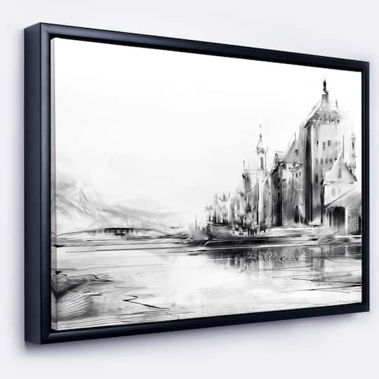 Designart - Zurich in Afternoon Sunlight - Cityscape Canvas Art Print in Black Frame